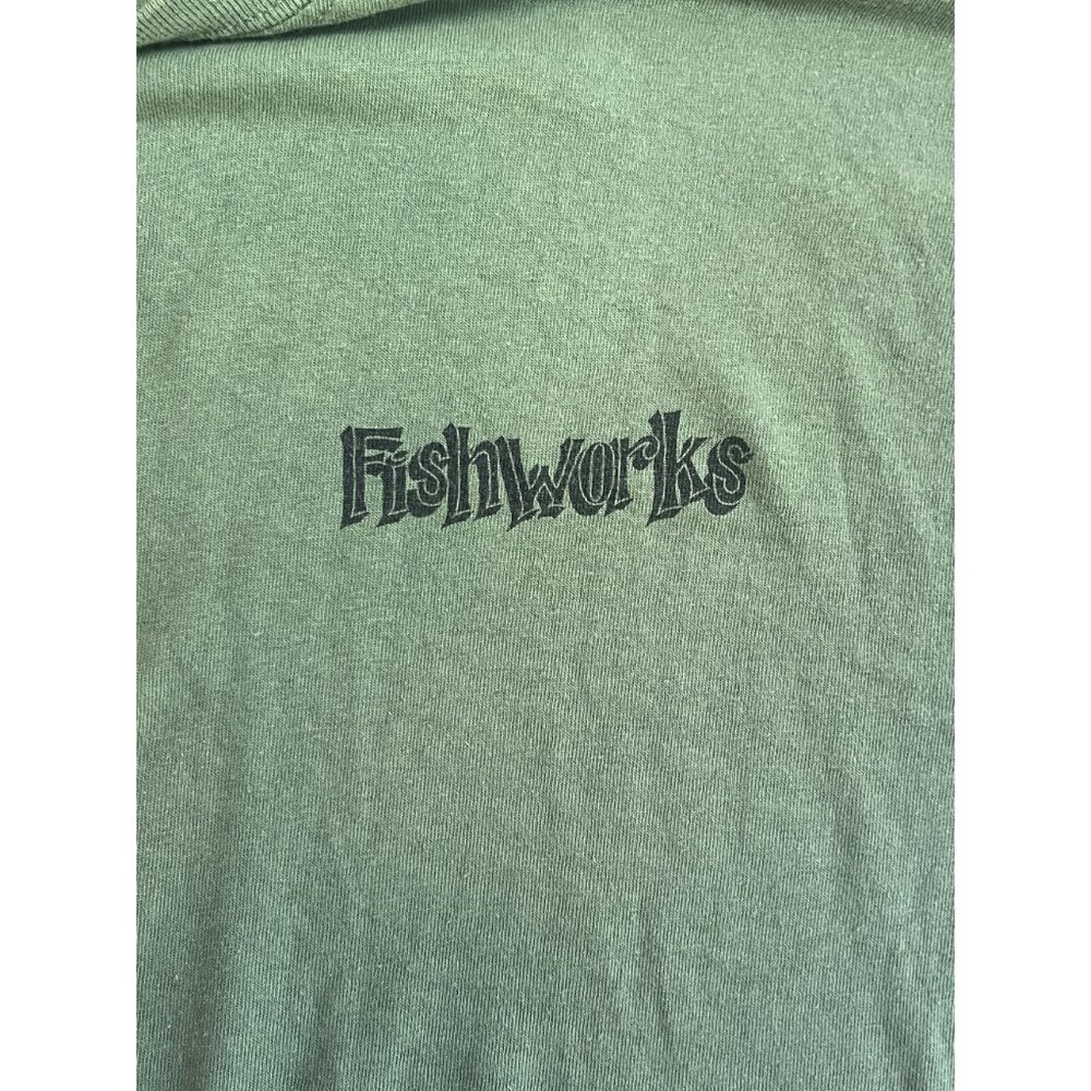 Fishworks Performance Sage Green Graphic Tee Swordfish Skeleton Shirt Size Large - Picture 2 of 3